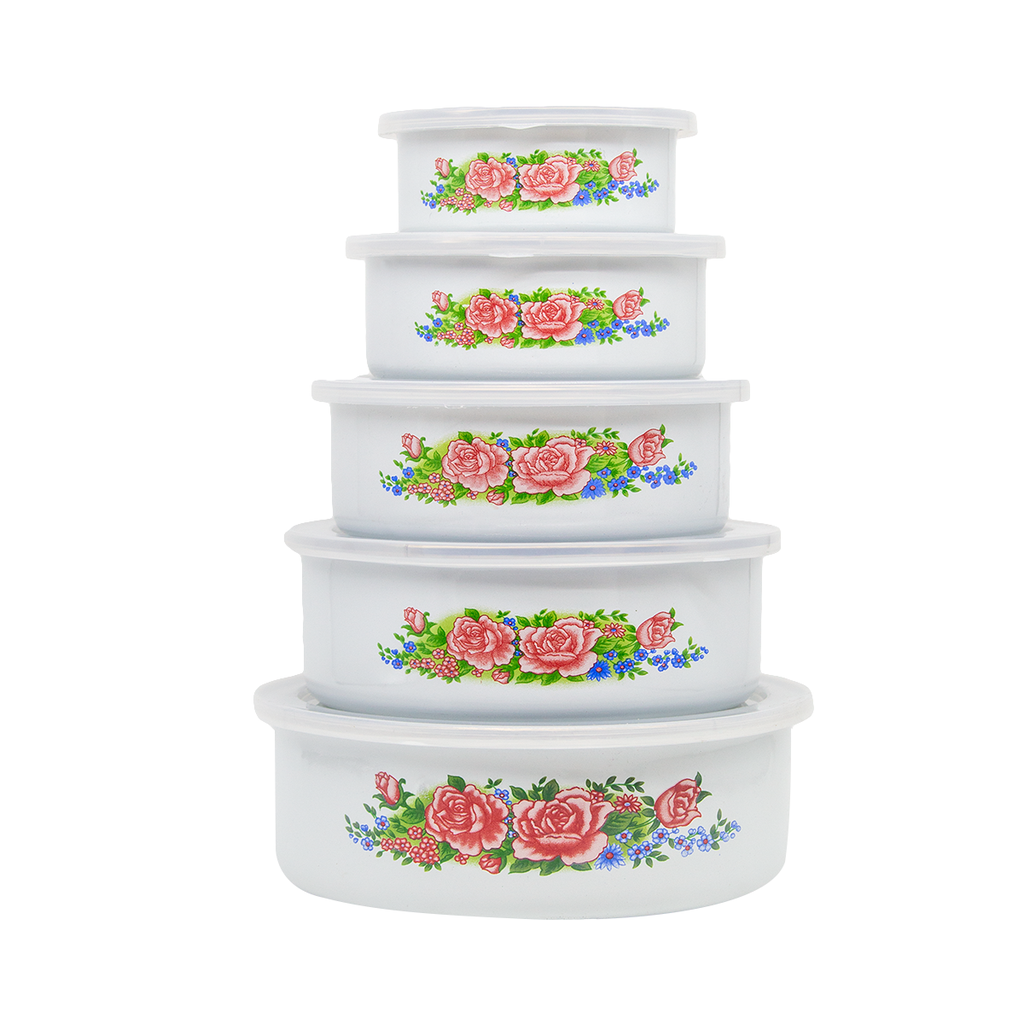 Set Bowl X5Pc Enlozado Tapa