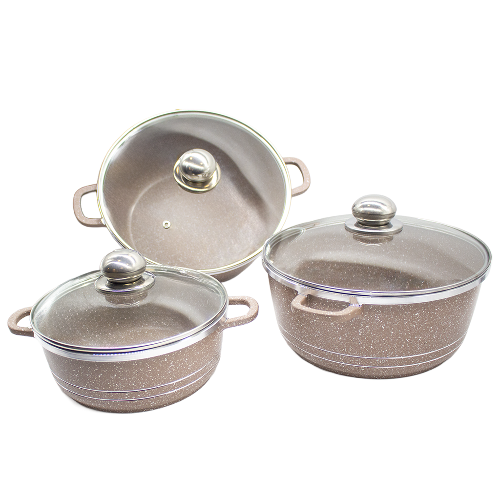 Set Olla Granit 3 Tamaños + Tapas 20-24-26Cm