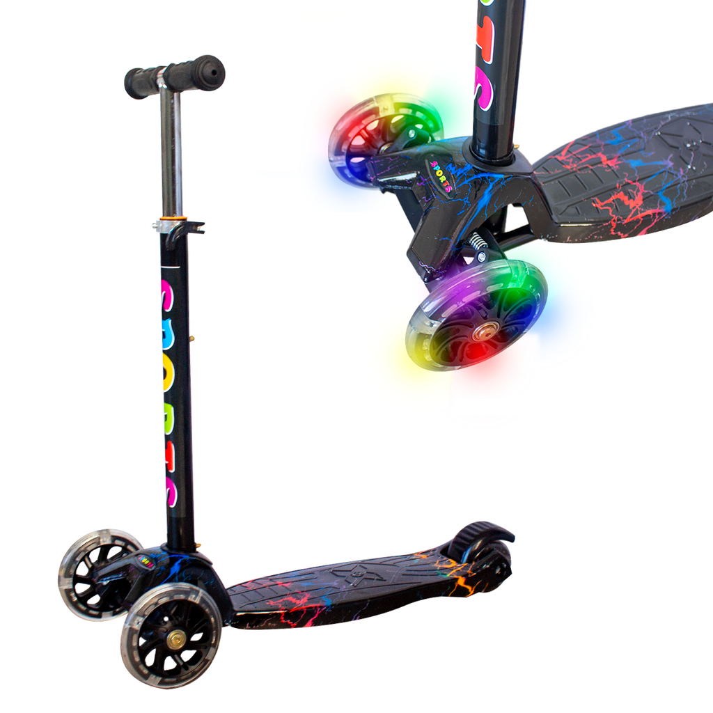 Monopatín 4 Ruedas Graffiti Reforzado C/Luz Y Freno