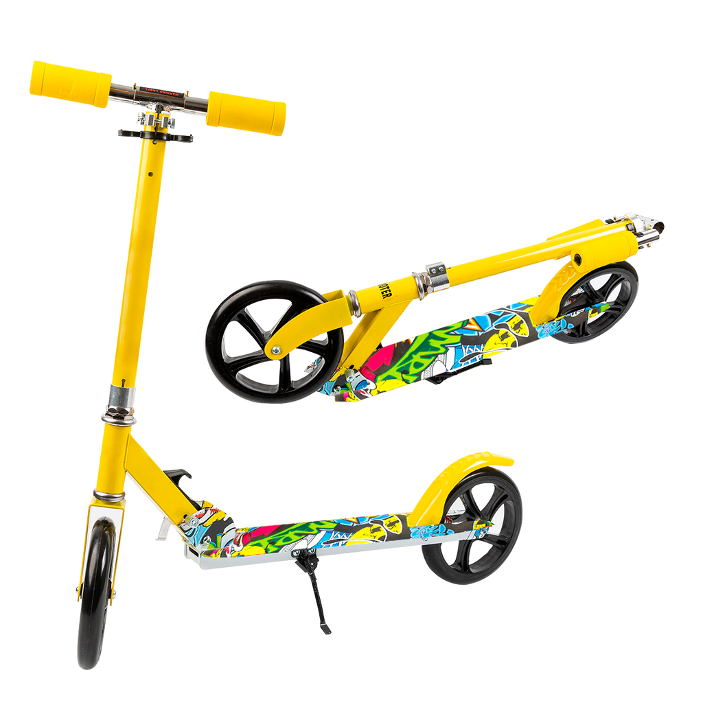 Monopatin 2 Ruedas Graffiti Metal Reforzado Plegable Con Freno