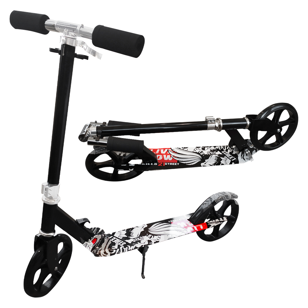Monopatin 2 Ruedas Graffiti Metal Reforzado Plegable Con Freno