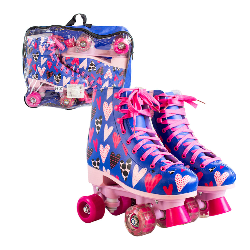 Patines Con Luces Profesional Azul 34-35
