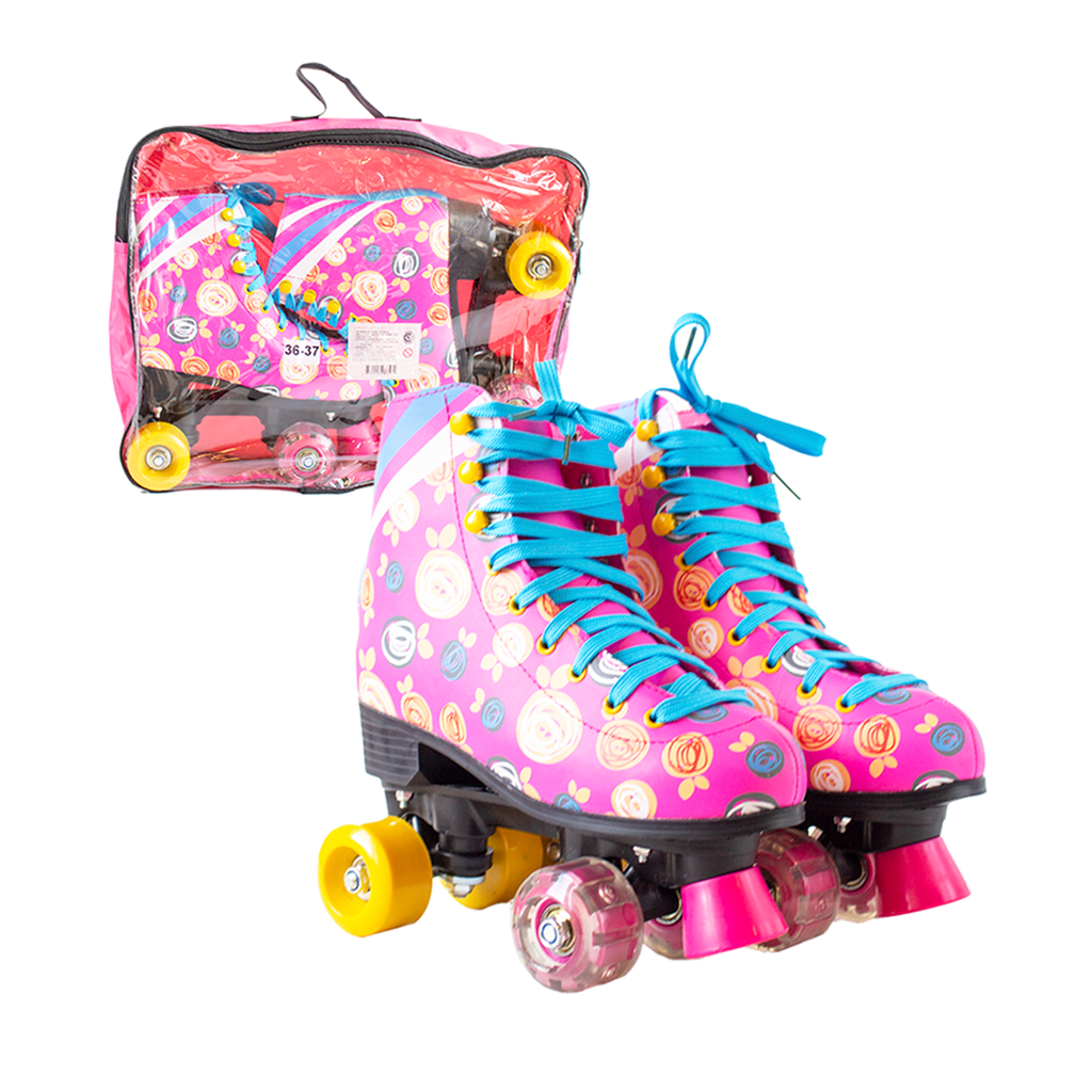 Patines Con Luces Profesional Rosa 36-37