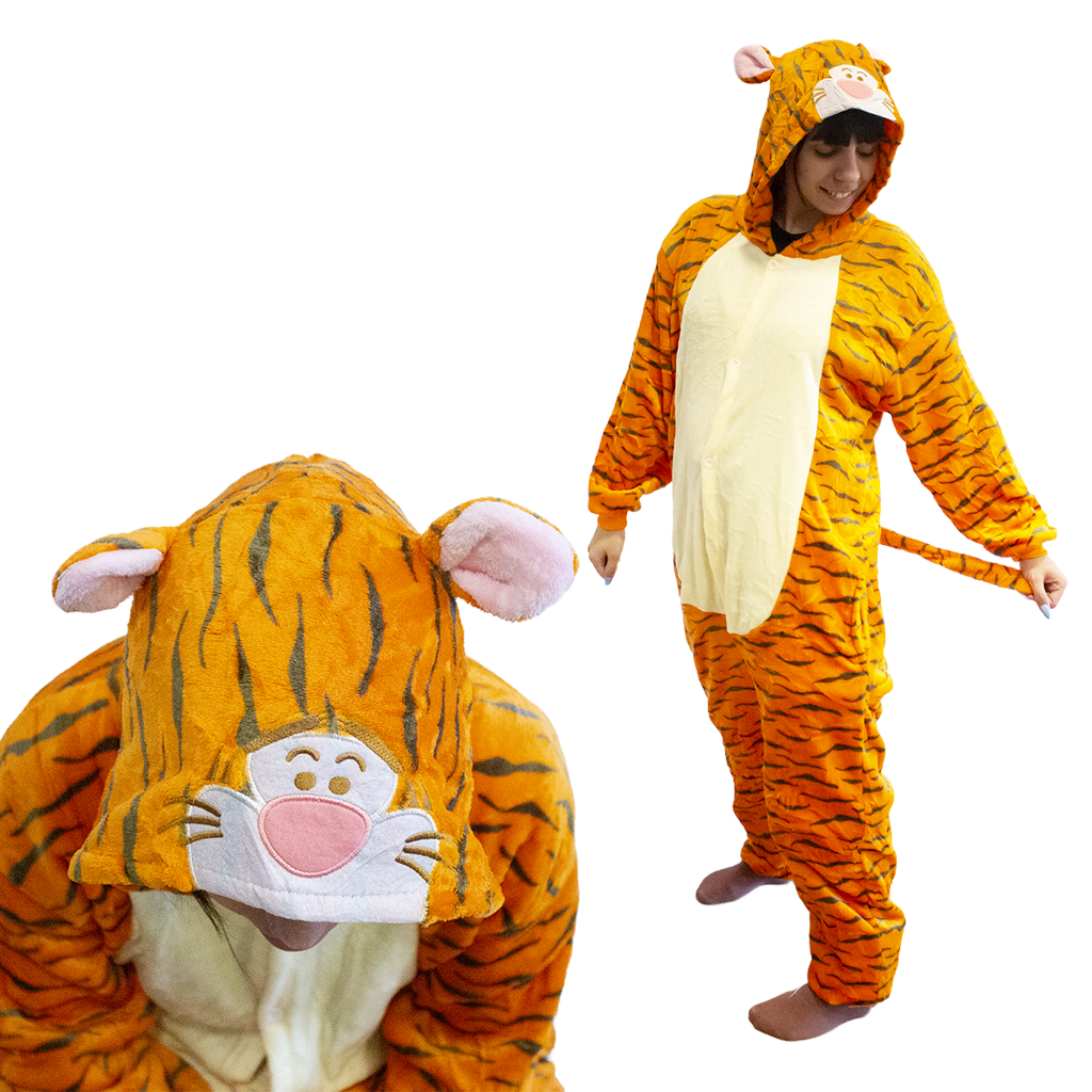 Pijama adulto enterizo. Mod TIGRE ANARANJADO