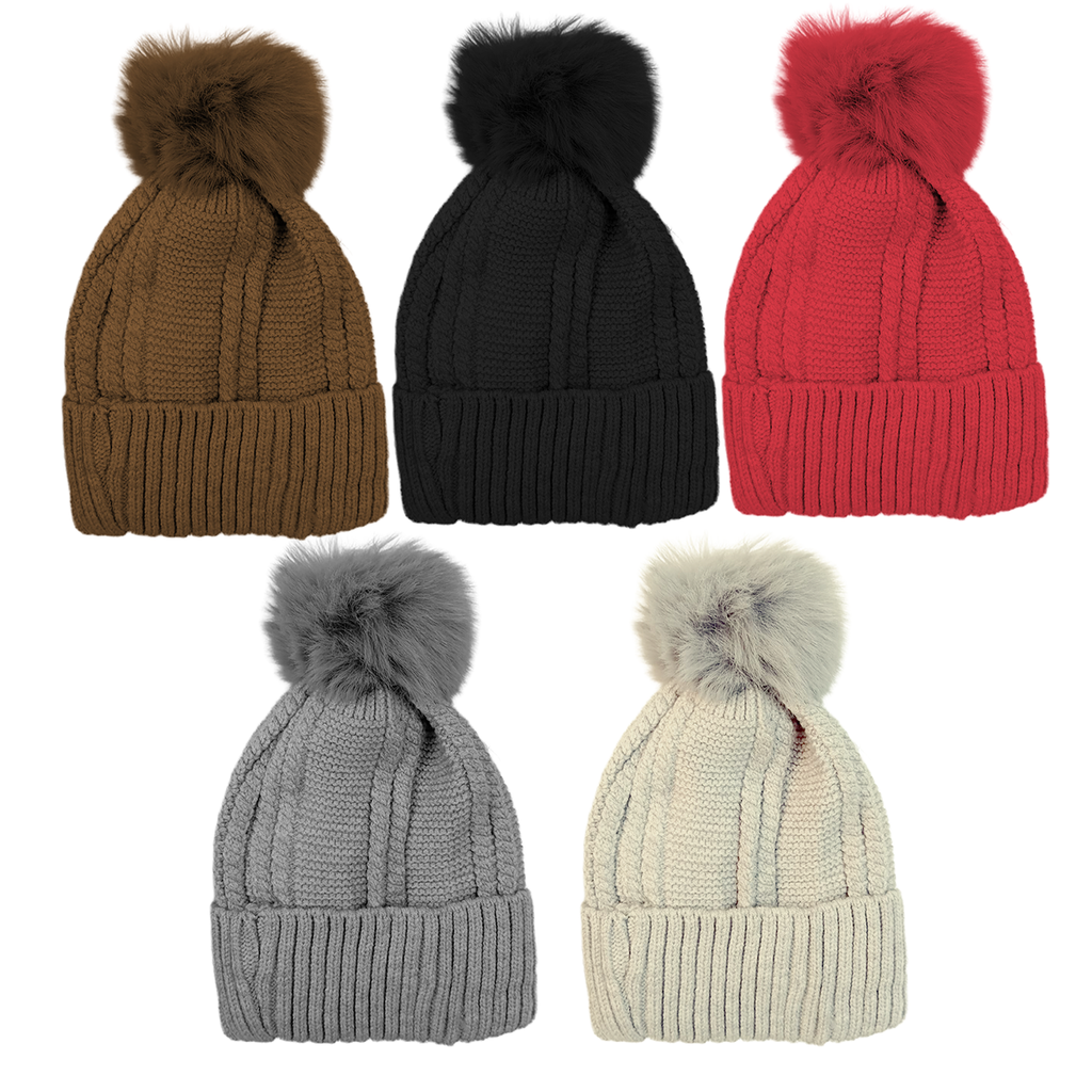 Gorro tejido con pompom para niños