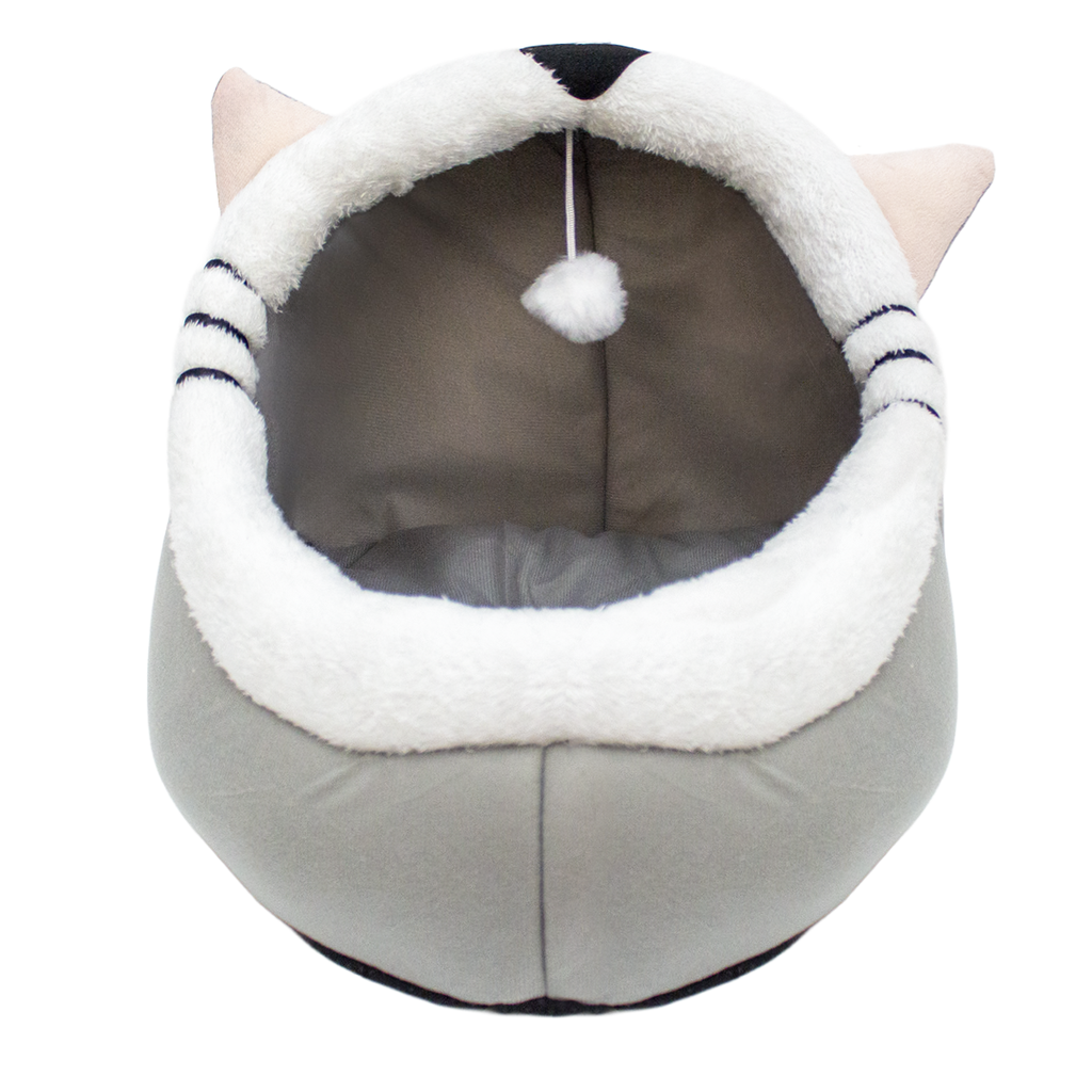 Cama Mascota Modelo Gato con Pompom 46x46x37 cm