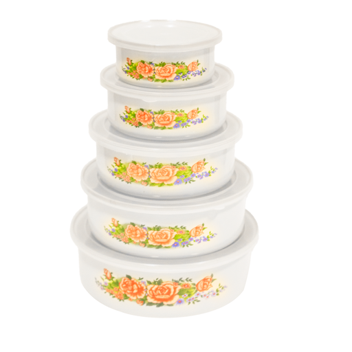 [0440 SR] Set Bowl X5Pc Enlozado Tapa