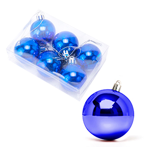 [12057AZ] Bolas Navideñas 4Cm Caja X 6Pc