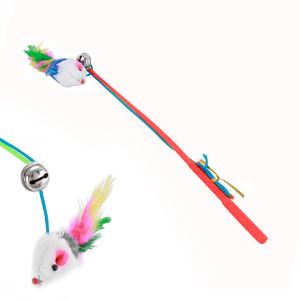 [13047RO] Cana Con Cascabel Y Raton 69Cm