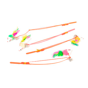 [13047SR] Cana Con Cascabel Y Raton 69Cm