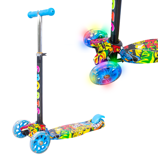 [5093M2] Monopatín 4 Ruedas Graffiti Reforzado C/Luz Y Freno