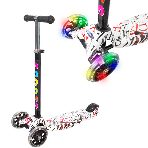 [5093M3] Monopatín 4 Ruedas Graffiti Reforzado C/Luz Y Freno