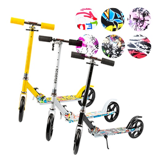 [5094SR] Monopatin 2 Ruedas Grafitti Metal Reforzado Plegable Con Freno