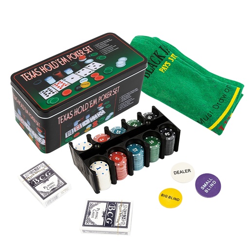 [5123 NE] Set De Poker En Lata Con Paño X 200 fichas