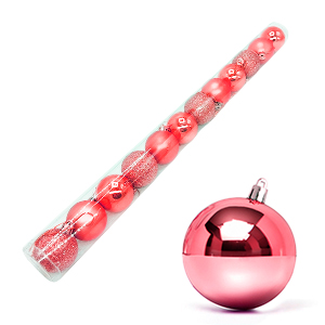 [12054RO] Bolas Navideñas 4Cm Tubo X12Pc