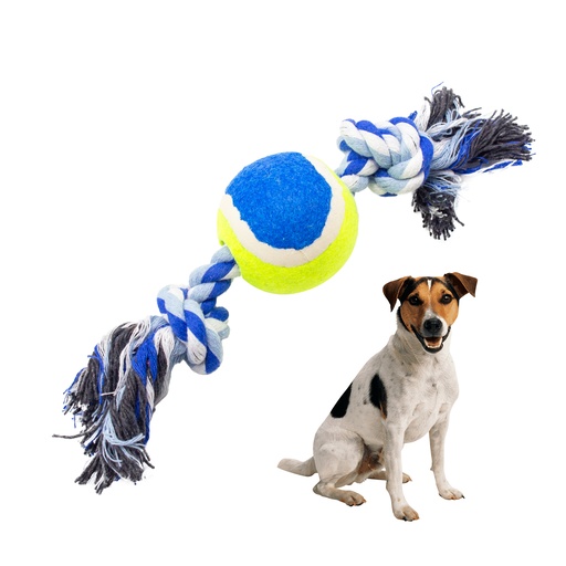 [13045AZPK] Pelota Soga Con 2 Nudos 25 Cm PACK X 3