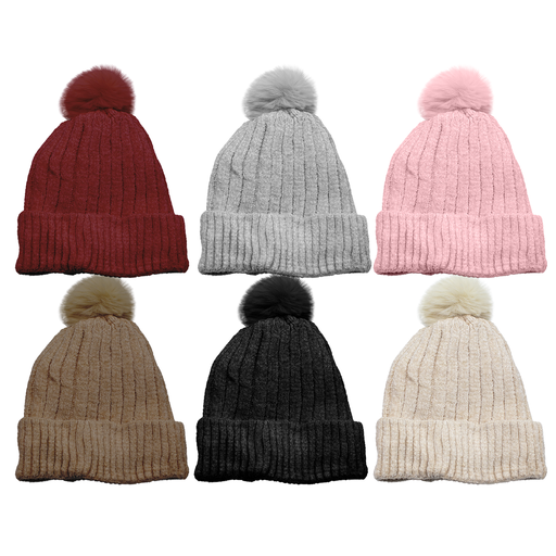 [9038SR] GORRO TEJIDO POMPOM - INTERIOR CORDERITO