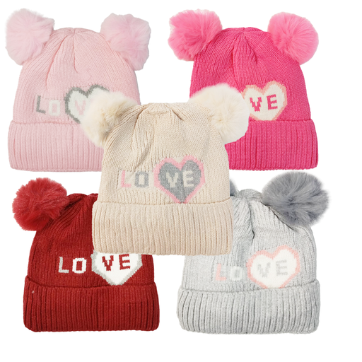 [9041SR] Gorro tejido con dos Pompones - Niños - Mod Love