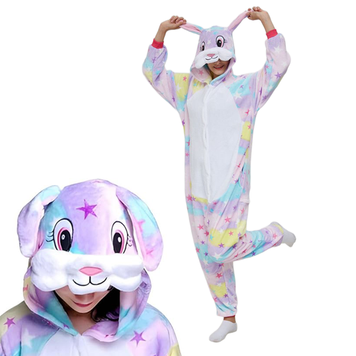 [9055BL] Pijama adulto enterizo. Mod CONEJO MULTICOLOR