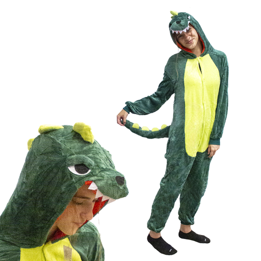 [9048VES] Pijama adulto enterizo. Mod DINOSAURIO VERDE OSCURO