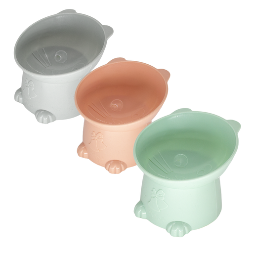 [13207 SR] Comedero Plástico Elevado Con Pie - Forma de Gato 13 cm